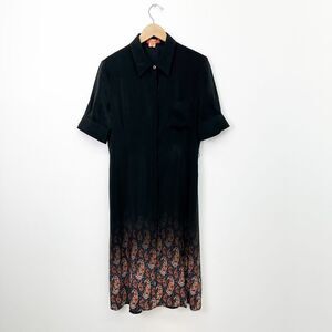 Altuzarra Women’s Black Silk Printed Orange Multicolored Ombre Print Shortsleeve